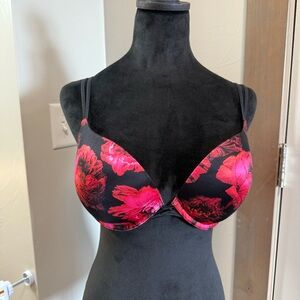 Victorias Secret Very Sexy Push-up Bra Black Pink Rose Floral‎ 36D